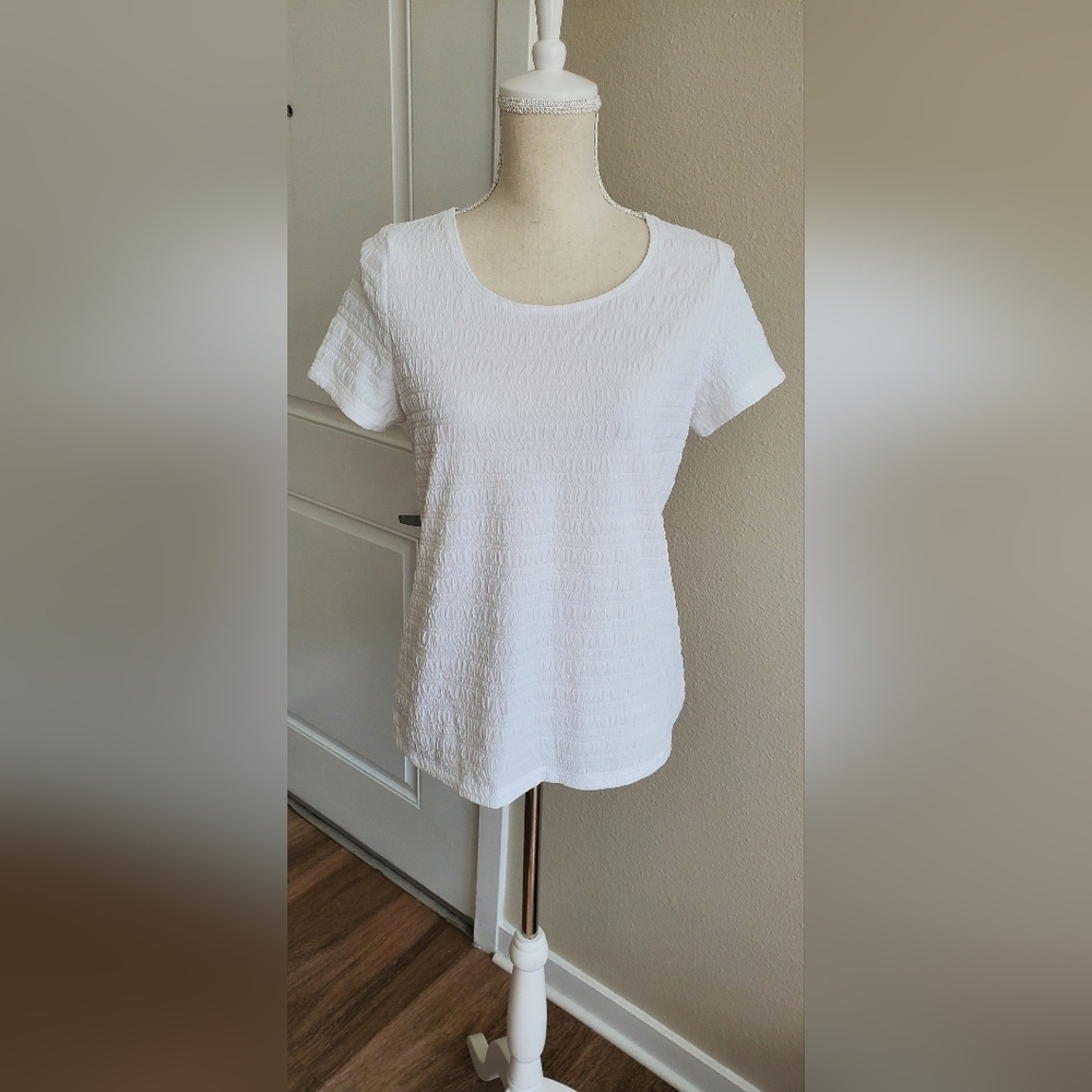 East 5th White Textured Shirt Size M